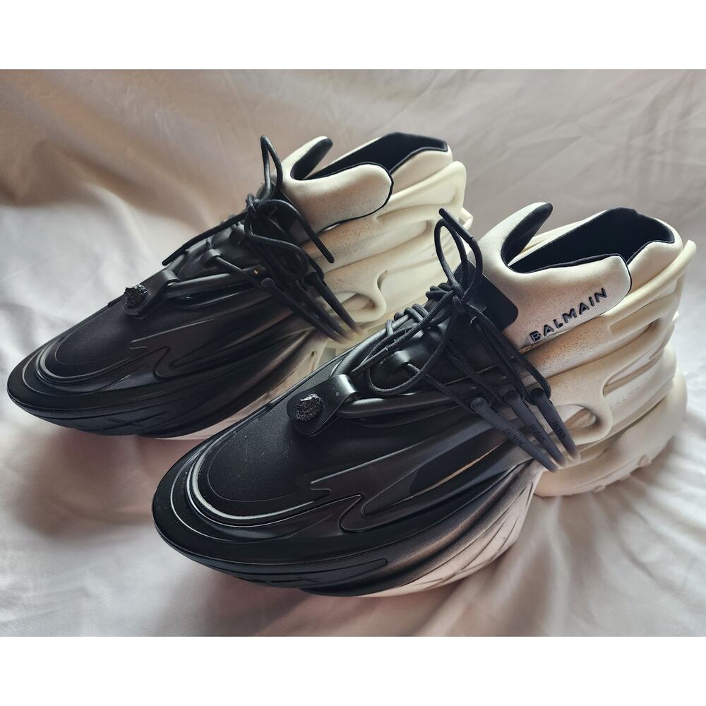 Balmain Unicorn Black White Sz 45 / US 12 Neoprene Sneakers Shoes Runners